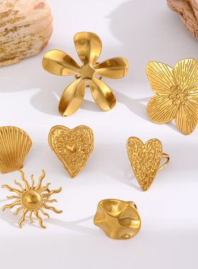 European American fashion retro glossy woman finger rings戒