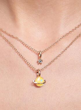 欧美项链双层百搭时尚星球