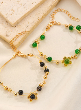 Colorful flower bead bracelet multiple layers flowe girl手链