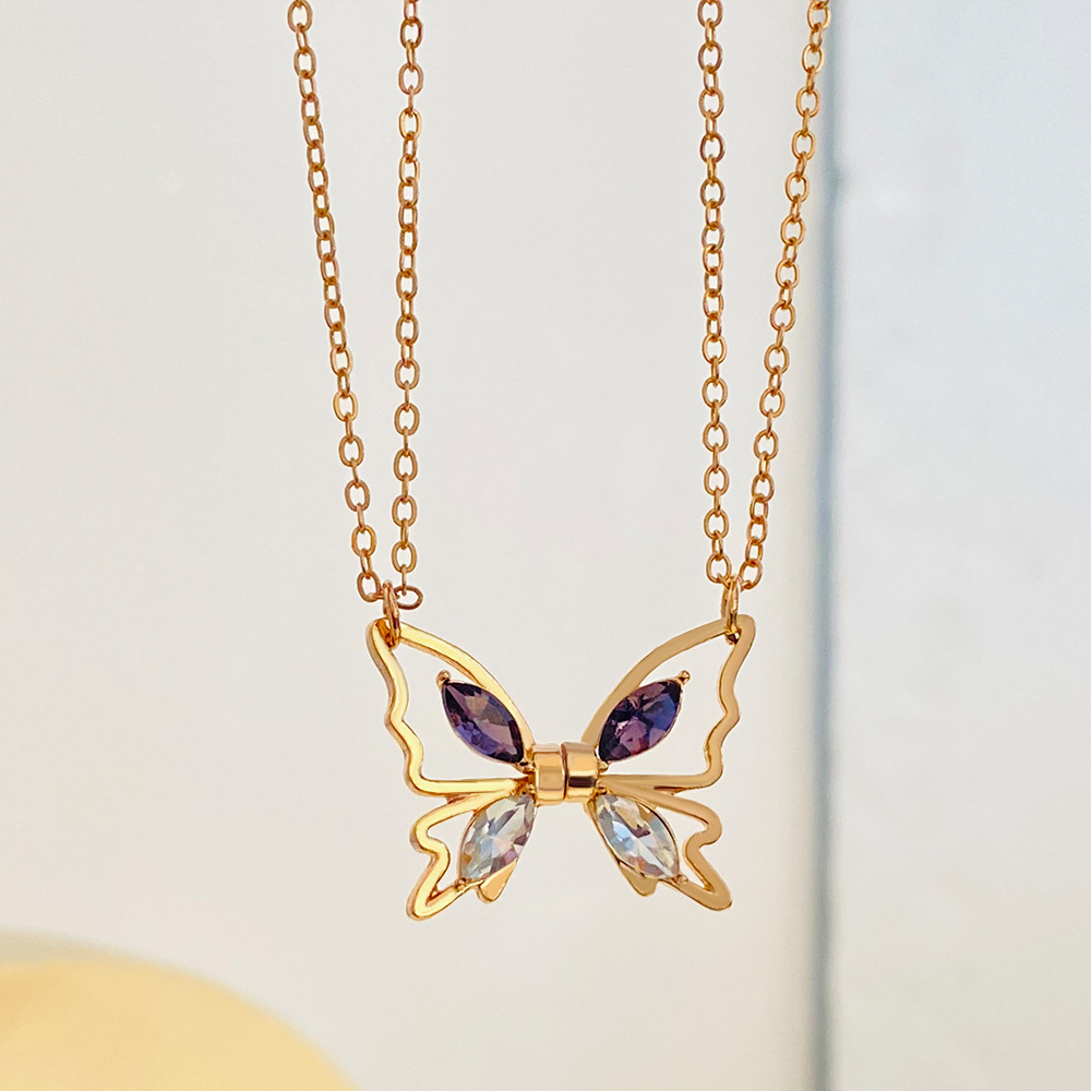 butterfly Couple clavicle chain good friend necklace朋友项链 - 图0