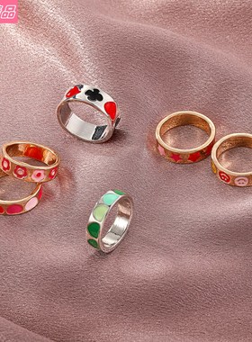 Simple metal flower rings female golden index finger ring