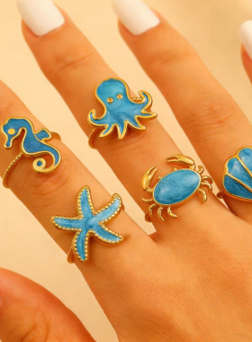 戒指 New Opening rings Super Cute Ocean Animal Ring jewelry