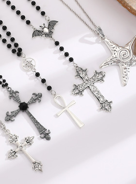 New cross collarbone chain multi-layer tassel pearl necklace