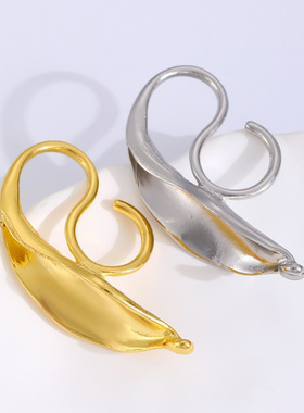 personality Woman frosted leaf shape open ring欧美叶开口戒指
