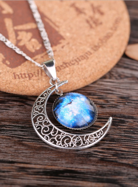 星空月亮项链女 Personality Student Necklace choker 欧美颈链