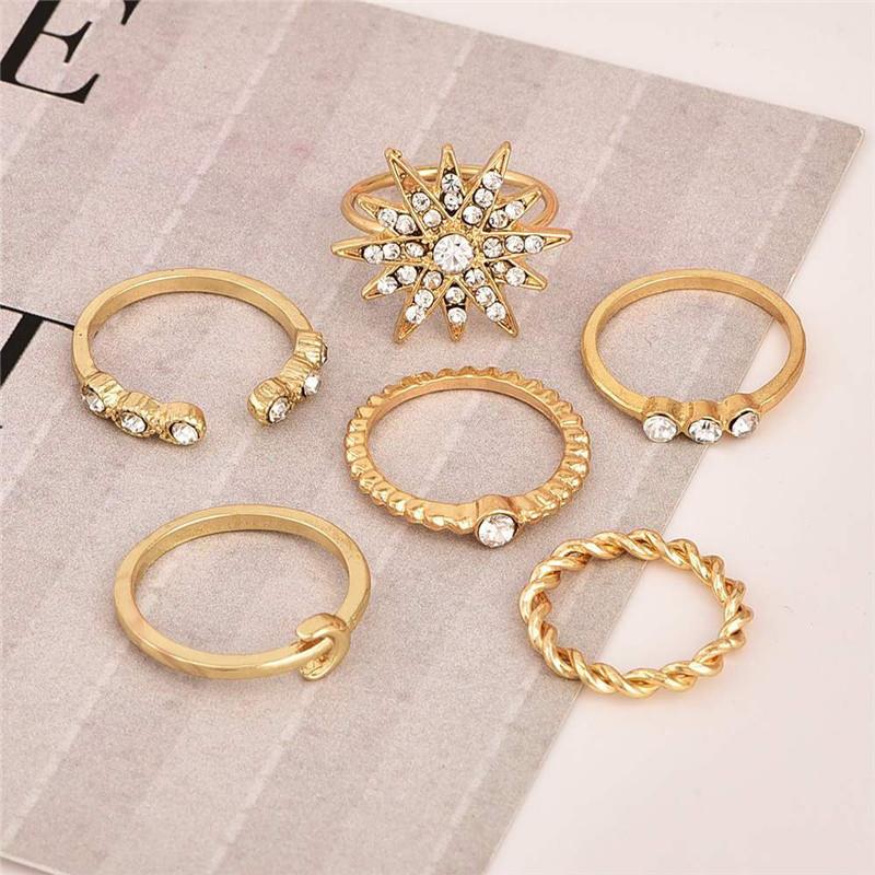 elegant jewelry flower knuckle ring joint rings set 戒指饰品 - 图0