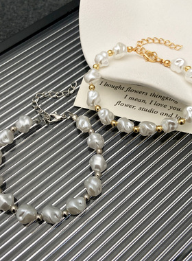 girl elegant bracelet irregular shaped pearls simple手链女孩
