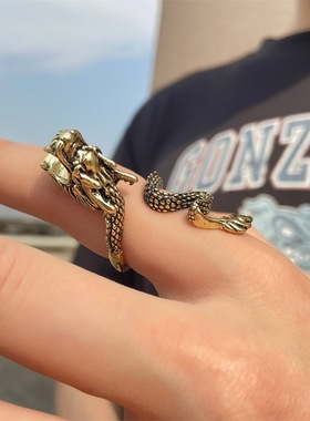 Punk Open index finger quit smoking hold hand male ring 戒指