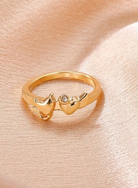 ins翅膀天使戒指创意情侣合金