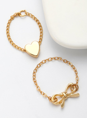 Fashion piece set love bow chain ring set personalized戒指