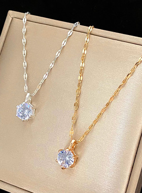 Six Claw Single Diamond Necklace Women's Clavicle Chain 项链