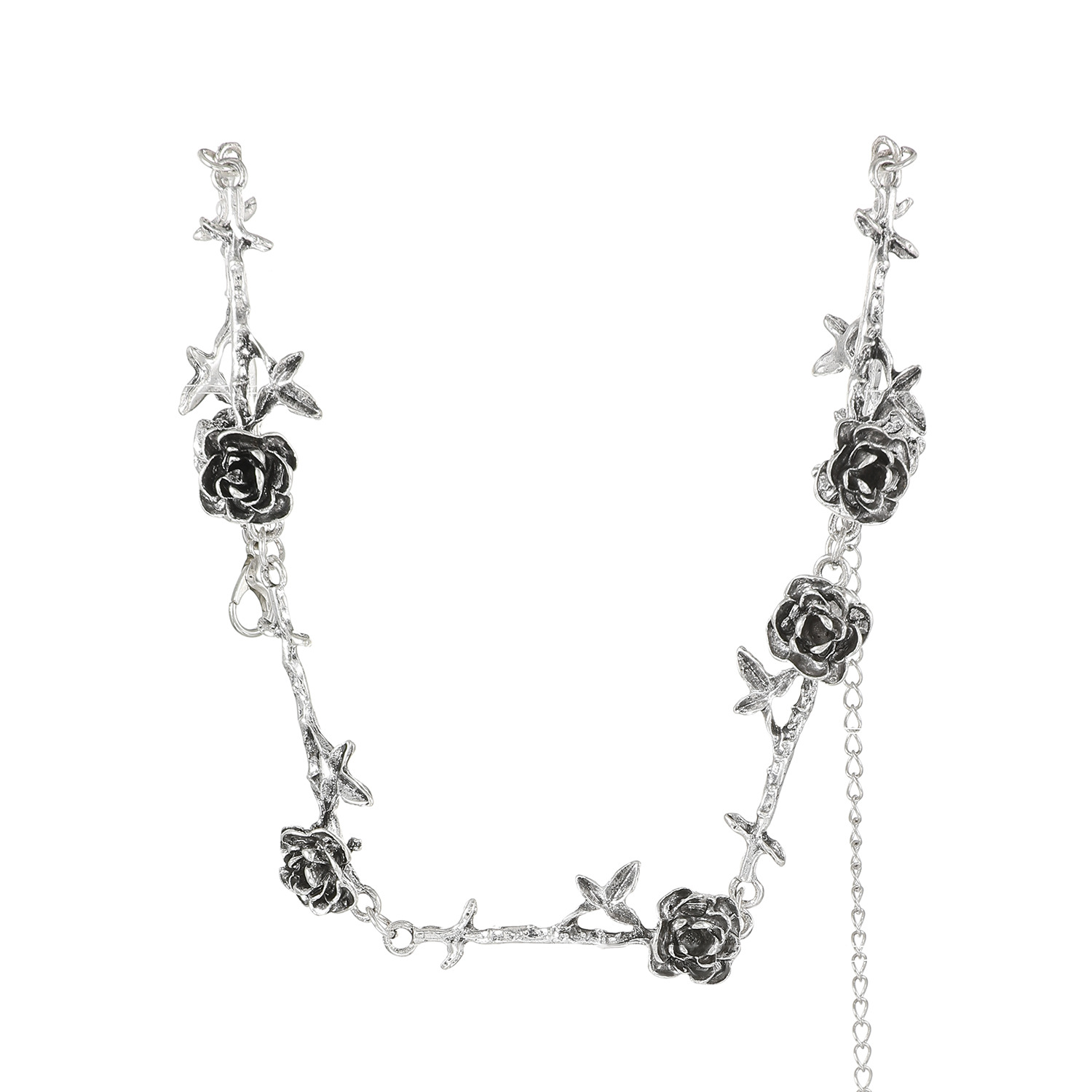retro black necklace rose neck chain short choker 玫瑰锁骨链 - 图3