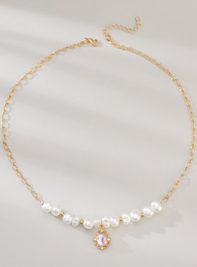 女人珍珠项链French vintage pearl necklace new clavicle chain