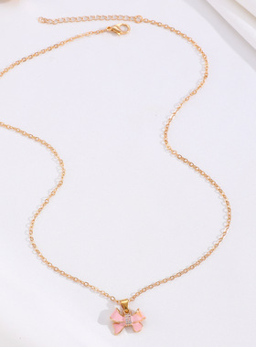 New Pink Bow Cold Necklace Jewelry for Women, Brand New 项链