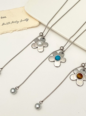 Cold flower pendant necklace sweater chain necklace项链饰品