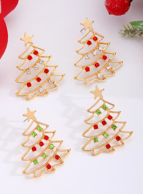 girls Colorful Christmas tree earrings Women's Party earring