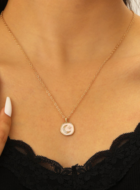 New Star Moon Love Cross Necklace Women's Clavicle Chain项链
