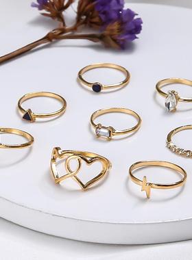 欧美锆石时尚女爱心戒指女