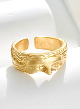 Half face ring index finger ring retro open-end ring开口戒指