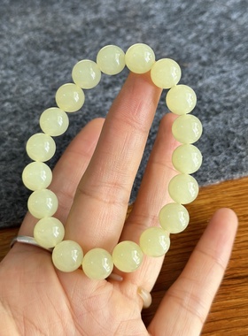 精品纯天然新疆和田玉若羌黄口料黄玉手串经典10mm圆珠玉石手链