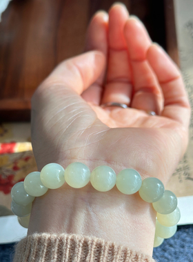 超温柔若羌淡奶黄圆珠手串