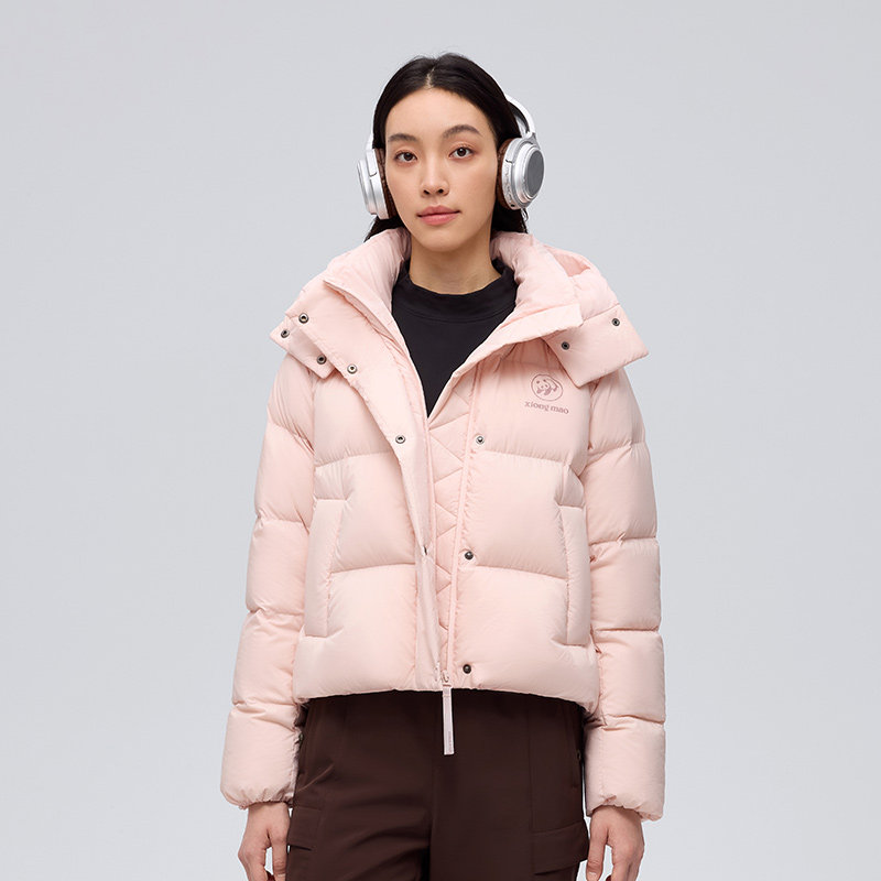 骆驼熊猫系列短款羽绒服冬季女款2025年新款加厚保暖白色羽绒外套,淘宝优惠券,粉丝福利购,淘宝优惠卷