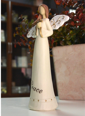 Peace平安十架小天使摆件创意雕像工艺品摆设欧式家居饰品桌摆饰