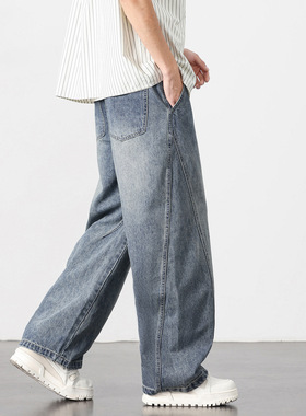 Men's baggy jeans 男士水洗牛仔裤 新款 立体剪裁 宽松直筒 日系