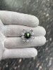 Gold Heart 10.98mm Malachite Green Tahitian Pearl Ring Sunflower Design Shot by Seiko S925 Natural Light