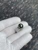 11.59mm Tahitian malachite green ring set with super-heavy S925 cultivated diamonds, shot in natural light