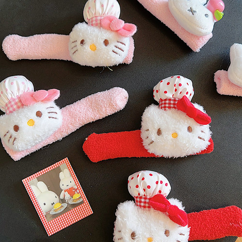 可爱猫咪房门把手保护套卡通家用装饰入户门拉手防撞针织门锁套 - 图1