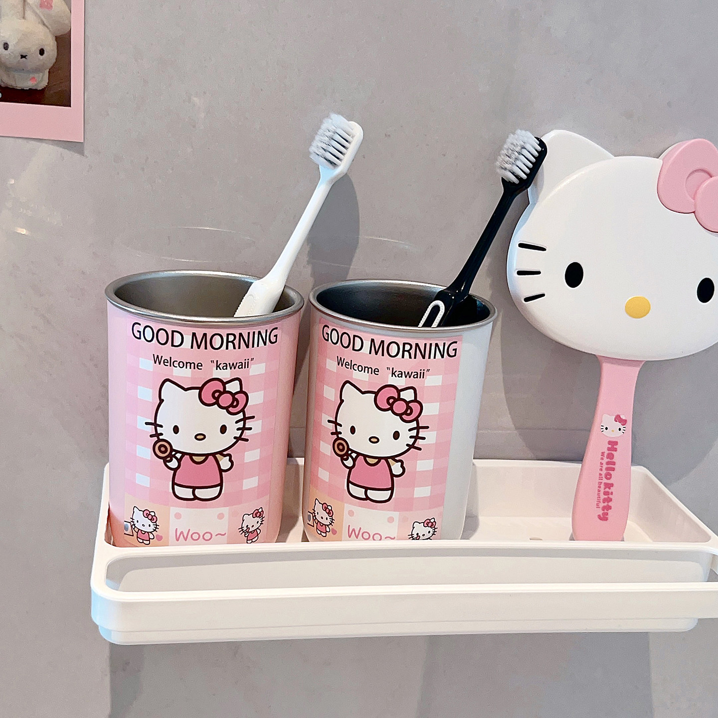 可爱少女心卡通漱口杯304不锈钢家用学生宿舍牙刷杯牙缸粉嫩猫咪,淘宝优惠券,粉丝福利购,淘宝优惠卷