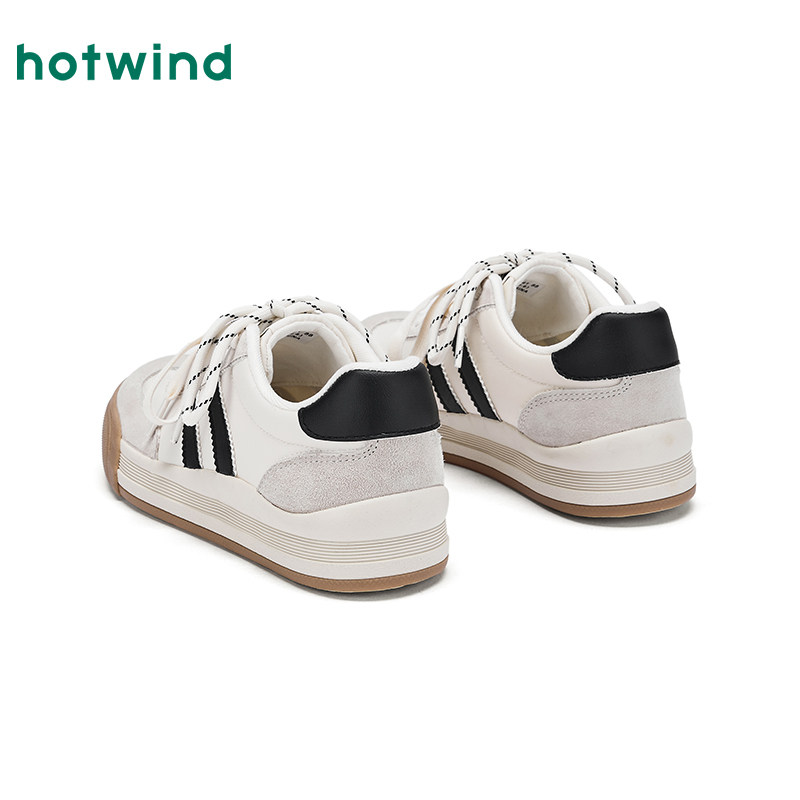 热风平底德训鞋女鞋2025年秋季新款女士复古小白鞋子简约百搭板鞋,淘宝优惠券,粉丝福利购,淘宝优惠卷