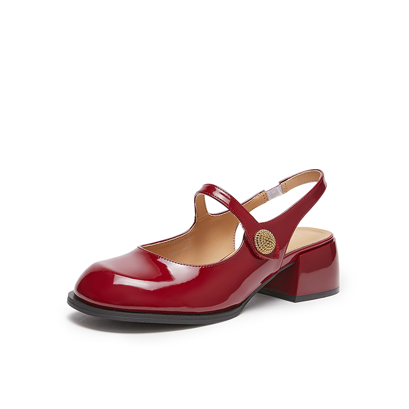 热风女鞋夏季休闲百搭舒适浅口单鞋中空鞋子粗跟通勤气质 - 图3