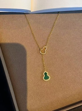 s925纯银孔雀石葫芦项链轻奢小众时尚设计感锁骨吊坠