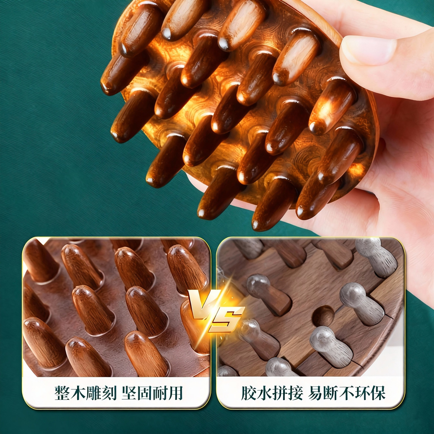 Natural sandalwood disc scalp massage comb