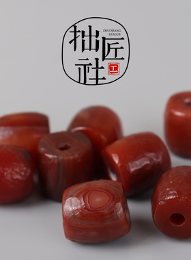 藏式红玛瑙大孔桶珠 文玩手串项链隔珠配珠 手作diy配饰