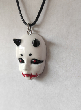 哥特烦恼暗黑系手绘鬼面陶瓷吊坠