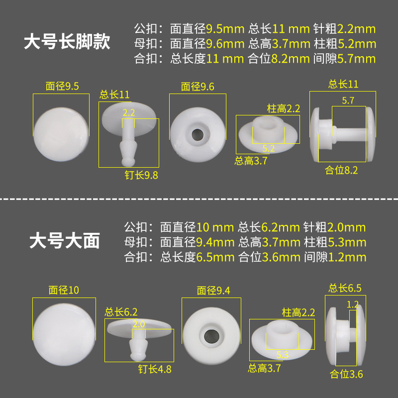 双合扣防护面罩固定一次性按扣塑胶二合扣松紧带医用手腕带子母扣-图2