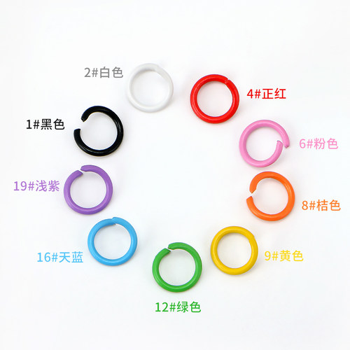 钥匙扣diy配件材料马卡龙彩色烤漆开口圈连接环挂龙虾扣活动铁圈 - 图0