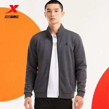 Xtep ຜູ້ຊາຍເສື້ອກິລາ fleece ຜູ້ຊາຍລະດູຫນາວໃຫມ່ knitted jacket ກິລາບາດເຈັບແລະ sweater cardigan sweater
