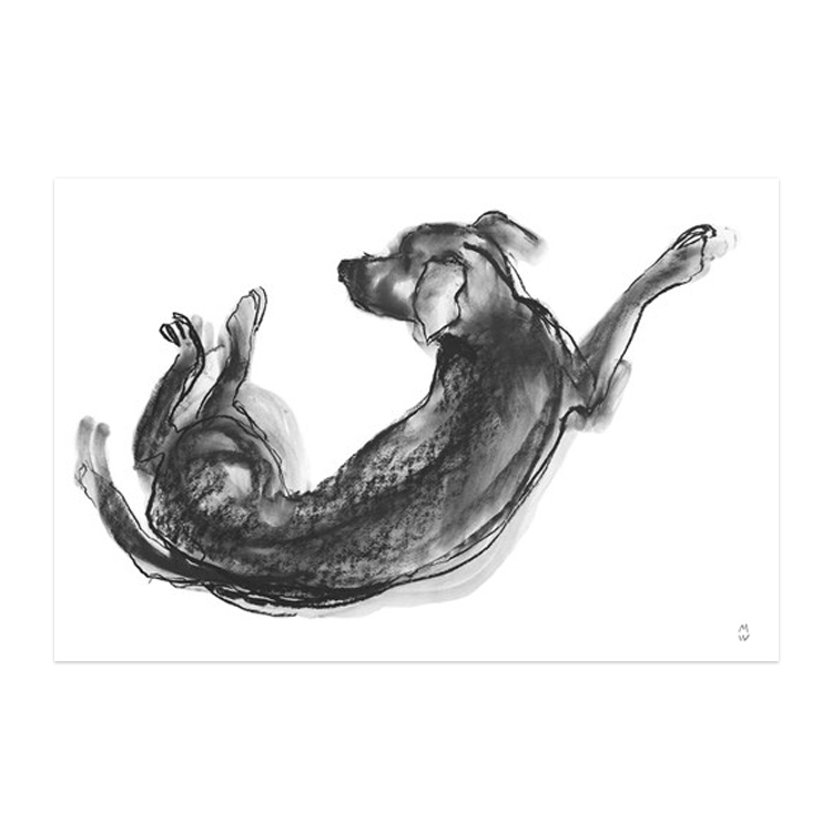 进口英国Rosenstiels画家Manny Woodard黑白素描狗原版装饰画 - 图2
