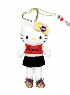 新款日系三丽鸥hellokitty田径世锦赛联名黑皮长腿公仔玩偶包挂件