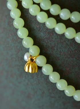 阿克达天然和田玉黄口玉多圈可做手链项链两用送女朋友老婆情人