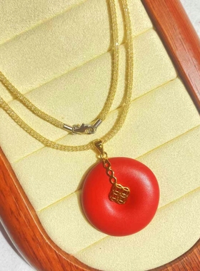 天然南红玛瑙平安扣项链女款锁骨链颈链饰品礼物送女友闺蜜生日