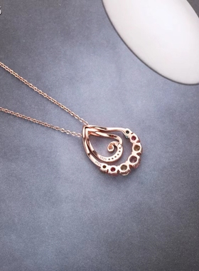 超值热卖碧玺吊坠彩宝925银白心形项链戴妃款定制锁骨扣送女朋友