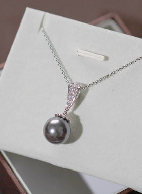 镇店之宝！复古灰色仿珍珠项链锁骨链，秋冬高领搭配绝绝子