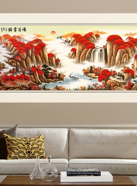 山水风景画墙贴中式客厅沙发装饰画壁纸自粘背景墙中式办公室墙画
