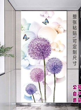 玄关壁画自粘过道壁画走廊竹林小路贴画背景墙牡丹玉雕山水风景画