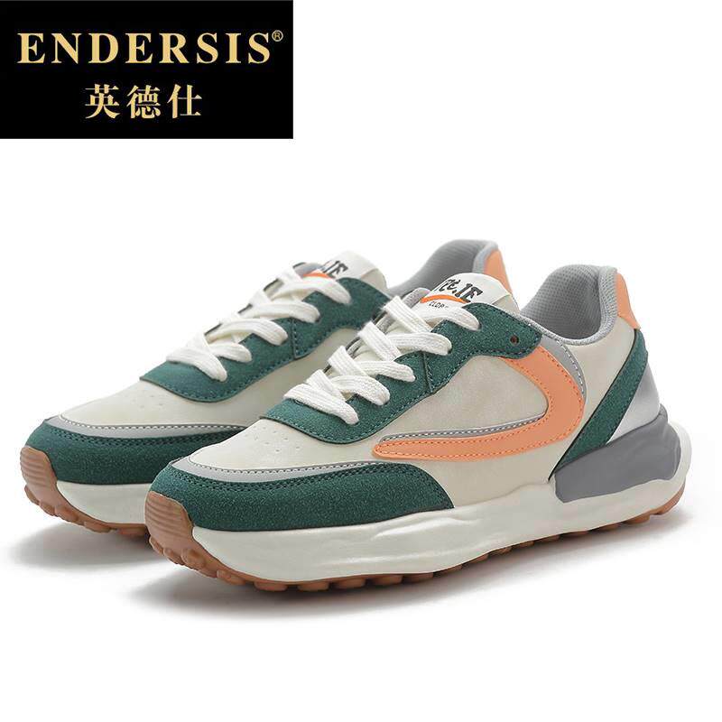 真皮2022年秋季新款流行跑步女鞋 endersis英德仕时尚休闲鞋